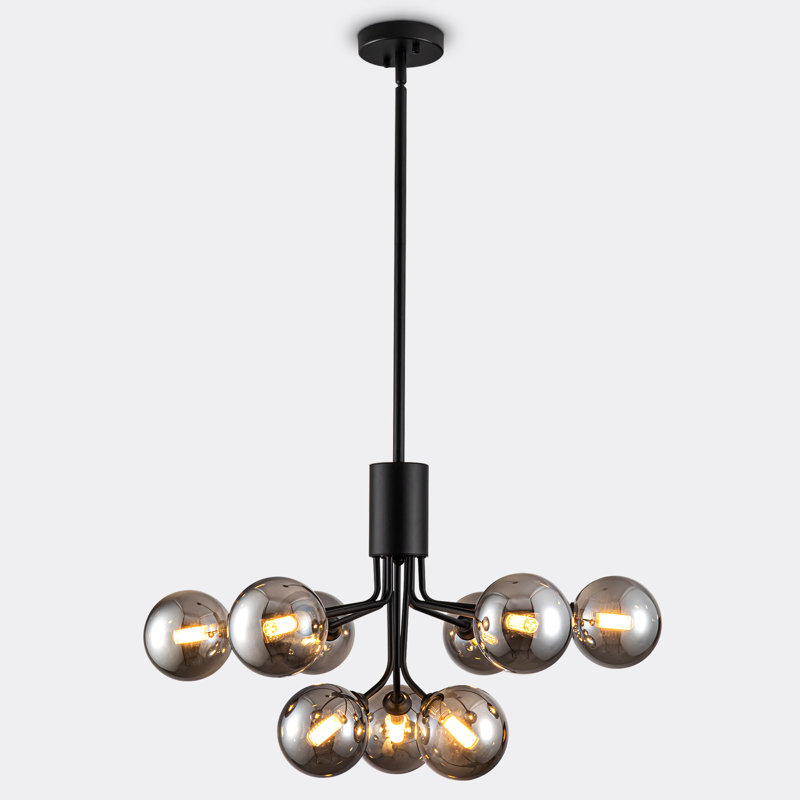 【Novelbright】Chandelier Ivy Bronx Janwillem 9-Light Modern Bubble Chandelier Black Sputnik